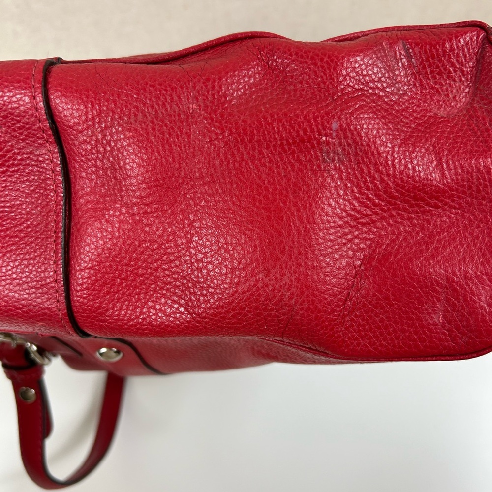 Coach Penelope Red Pebble Leather Shoulder Bag - Picture 11 of 14
